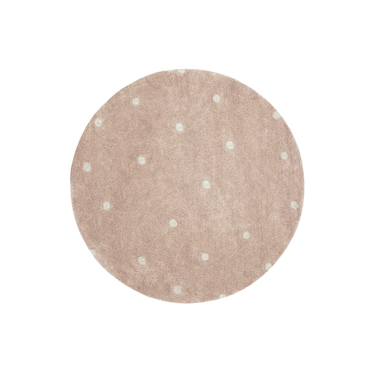 Rundt Mini Dot Tæppe - Rosa